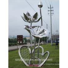 Modern Large Arts Stainless steel Water lily Sculpture for Outdoor decoration